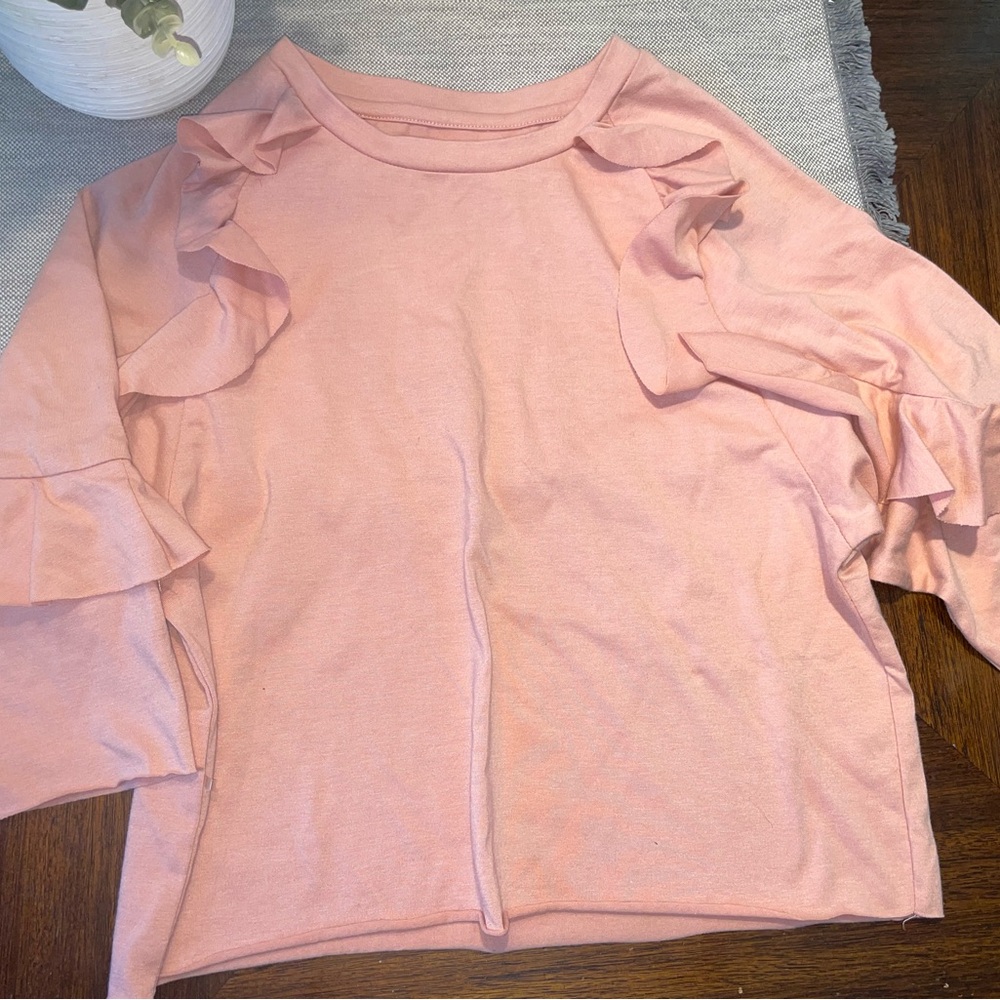 Joyfolie Mia Joy Girls Size 10 Dusty Rose Pink Ruffle Sleeve Sweatshirt Top